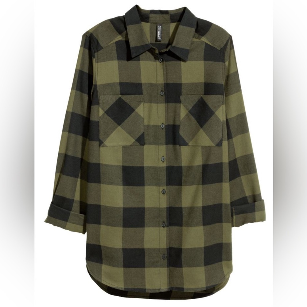 Green and black checkered flannel, size 14